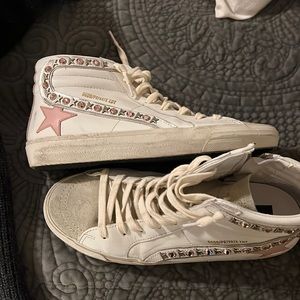 Brand new never worn high top golden goose tennis shoes